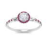 Load image into Gallery viewer, baguette-round-cut-halo-accented-pink-sapphire-engagement-ring-in-white-gold-FD10047RORGSADRPIANGLE5-NL-WG