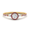 Load image into Gallery viewer, baguette-round-cut-halo-accented-pink-sapphire-engagement-ring-in-yellow-gold-FD10047RORGSADRPI-NL-YG