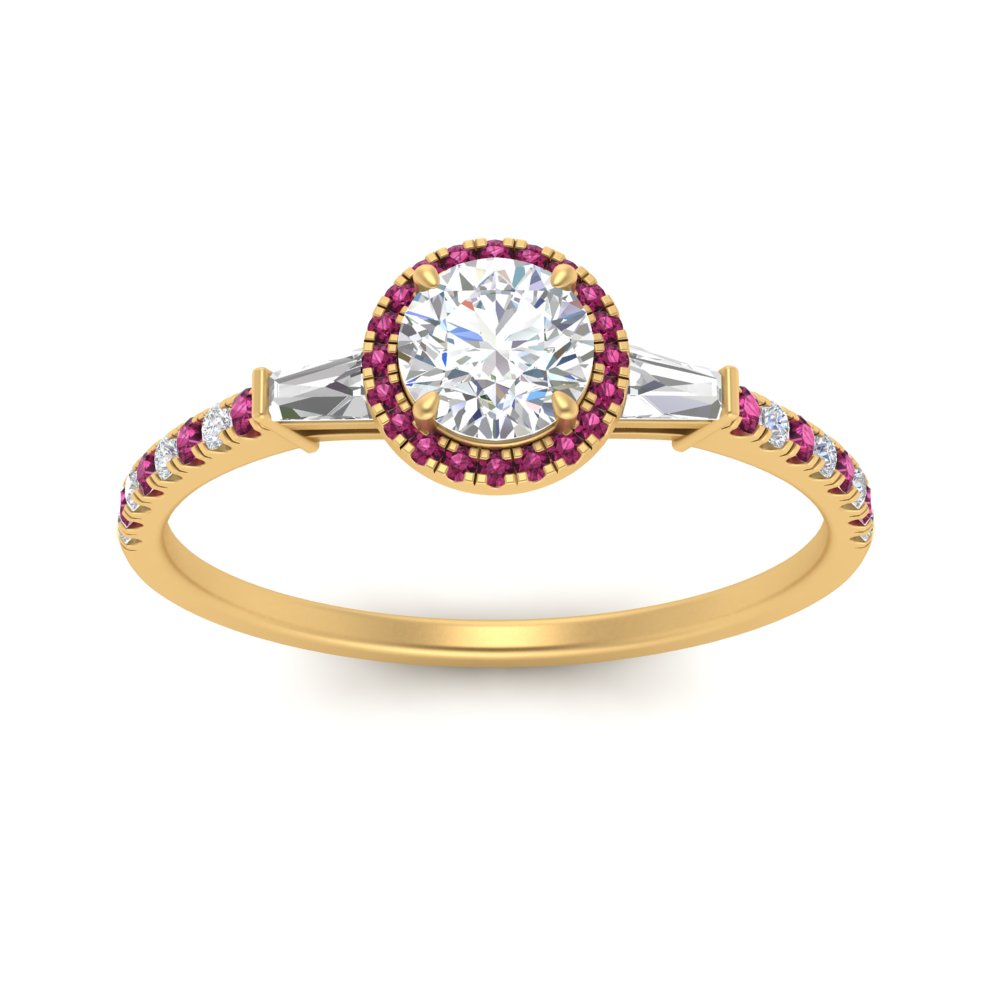baguette-round-cut-halo-accented-pink-sapphire-engagement-ring-in-yellow-gold-FD10047RORGSADRPIANGLE5-NL-YG