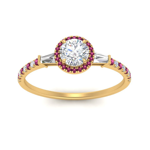 baguette-round-cut-halo-accented-pink-sapphire-engagement-ring-in-yellow-gold-FD10047RORGSADRPIANGLE5-NL-YG