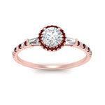 Load image into Gallery viewer, baguette-round-cut-halo-accented-ruby-engagement-ring-in-rose-gold-FD10047RORGRUDRANGLE5-NL-RG