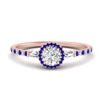 Load image into Gallery viewer, baguette-round-cut-halo-accented-sapphire-engagement-ring-in-rose-gold-FD10047RORGSABL-NL-RG