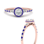 Load image into Gallery viewer, baguette-round-cut-halo-accented-sapphire-engagement-ring-in-rose-gold-FD10047RORGSABLANGLE3-NL-RG