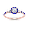 Load image into Gallery viewer, baguette-round-cut-halo-accented-sapphire-engagement-ring-in-rose-gold-FD10047RORGSABLANGLE5-NL-RG