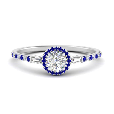 Baguette Halo Accented Engagement Ring