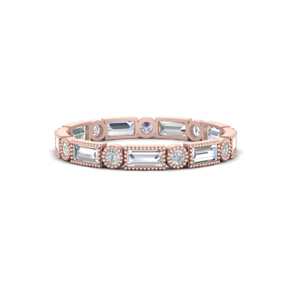 Baguette Round Bezel Eternity Band
