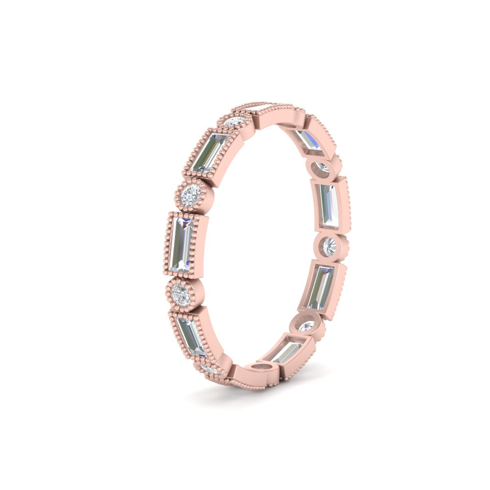 Baguette Round Bezel Eternity Band