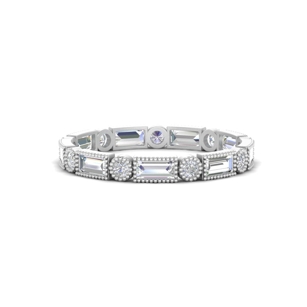 Baguette Round Bezel Eternity Band