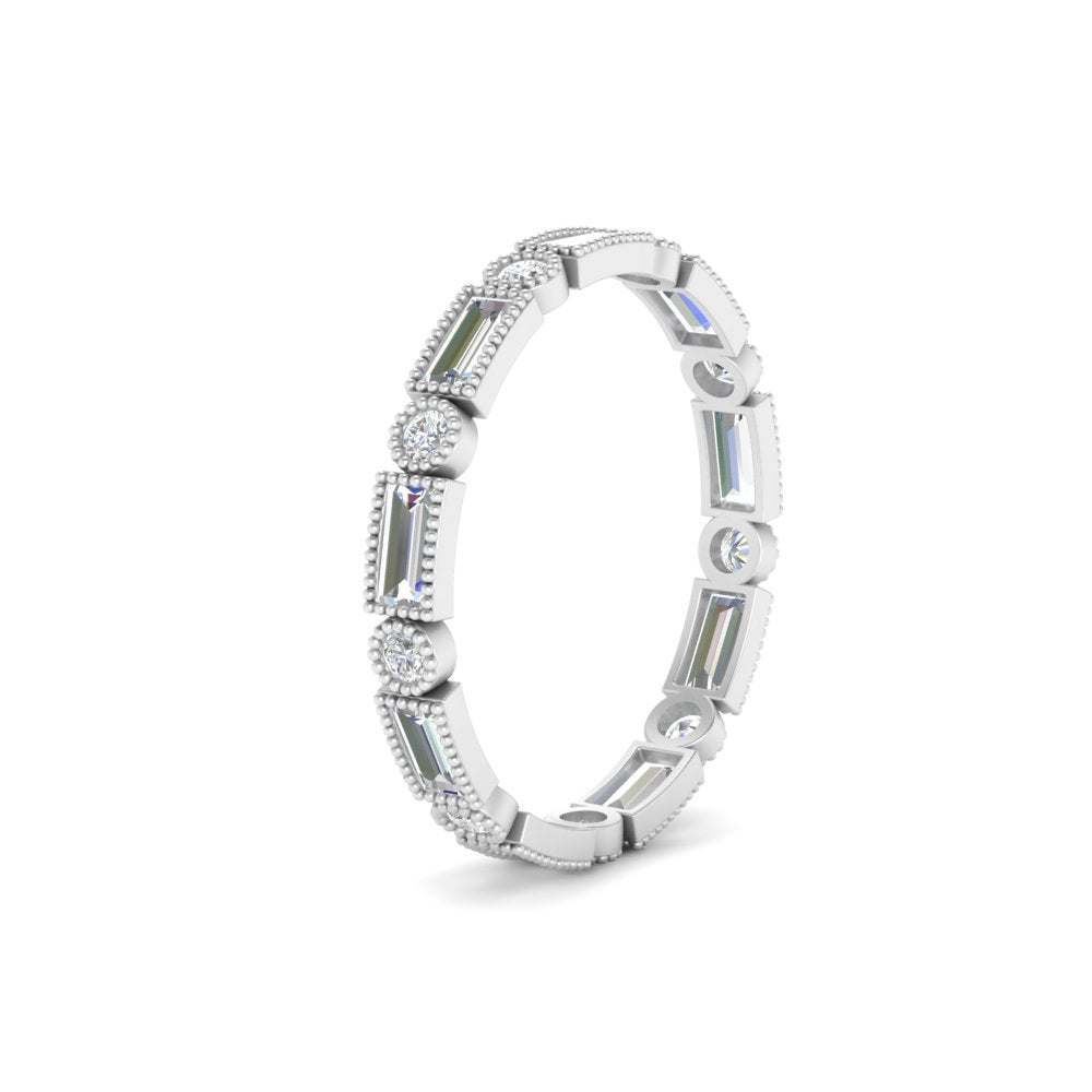 Baguette Round Bezel Eternity Band