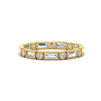 Baguette Round Bezel Eternity Band