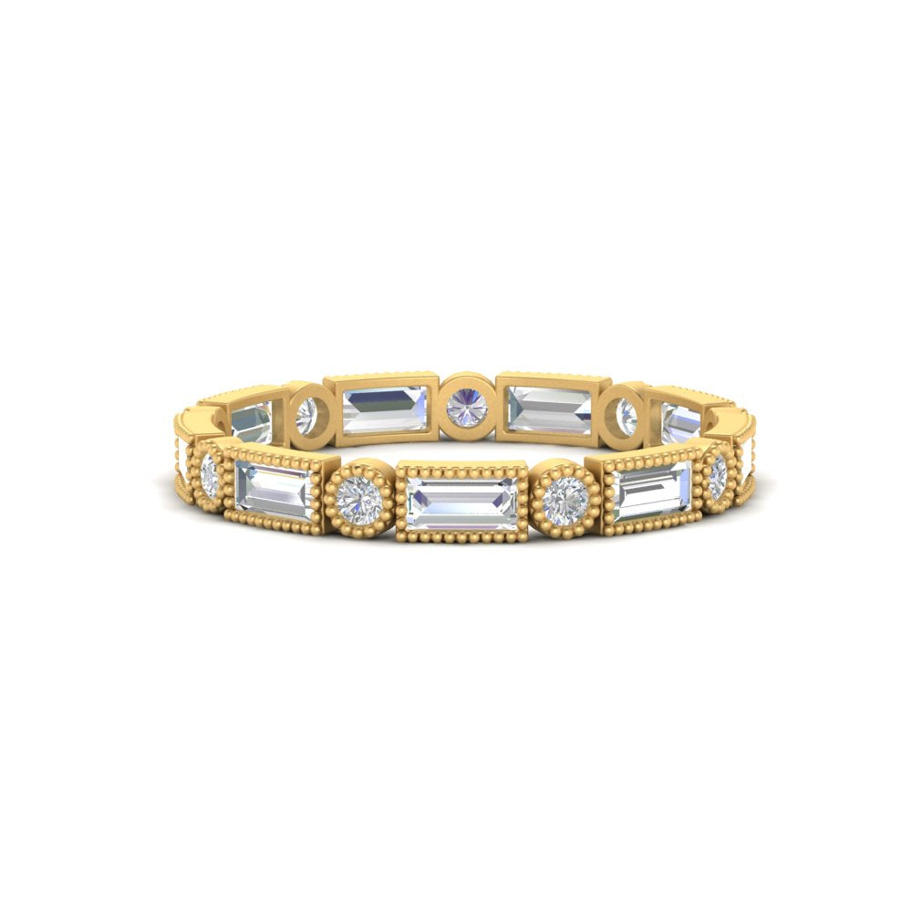 Baguette Round Bezel Eternity Band