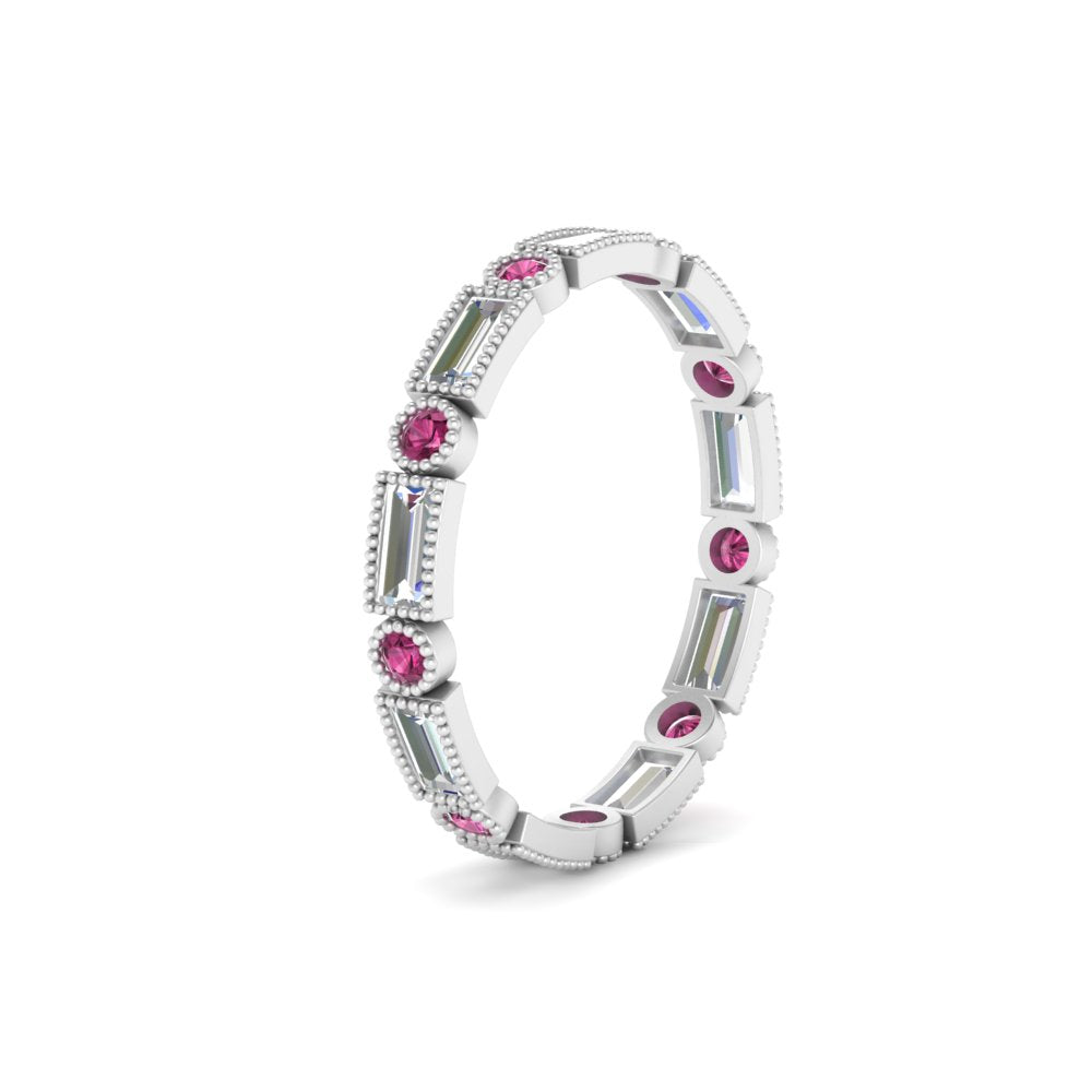Baguette Round Bezel Eternity Band