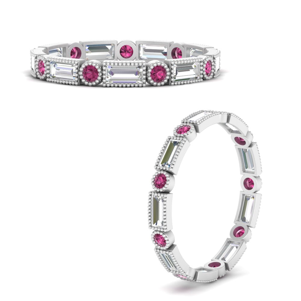 Baguette Round Bezel Eternity Band