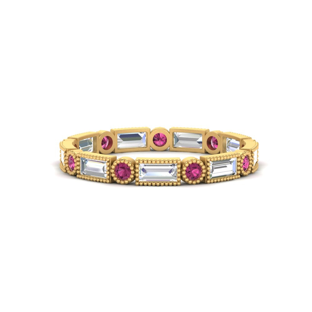 Baguette Round Bezel Eternity Band
