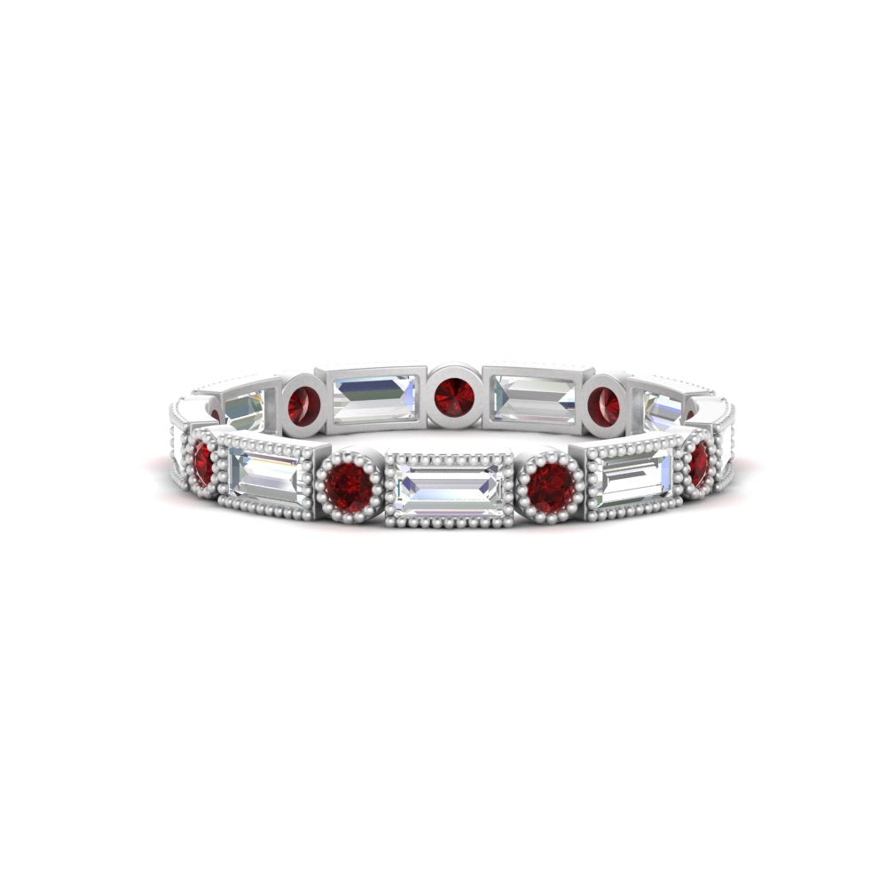 Baguette Round Bezel Eternity Band