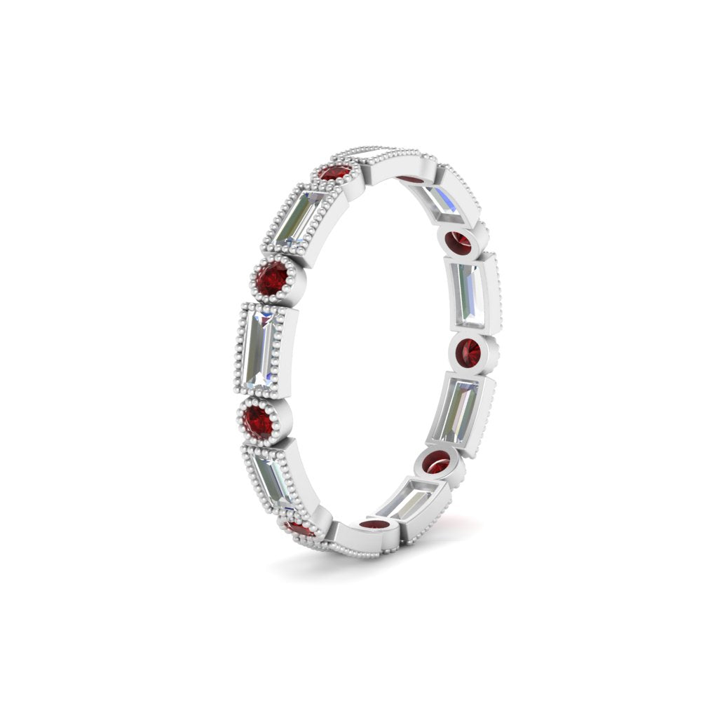Baguette Round Bezel Eternity Band