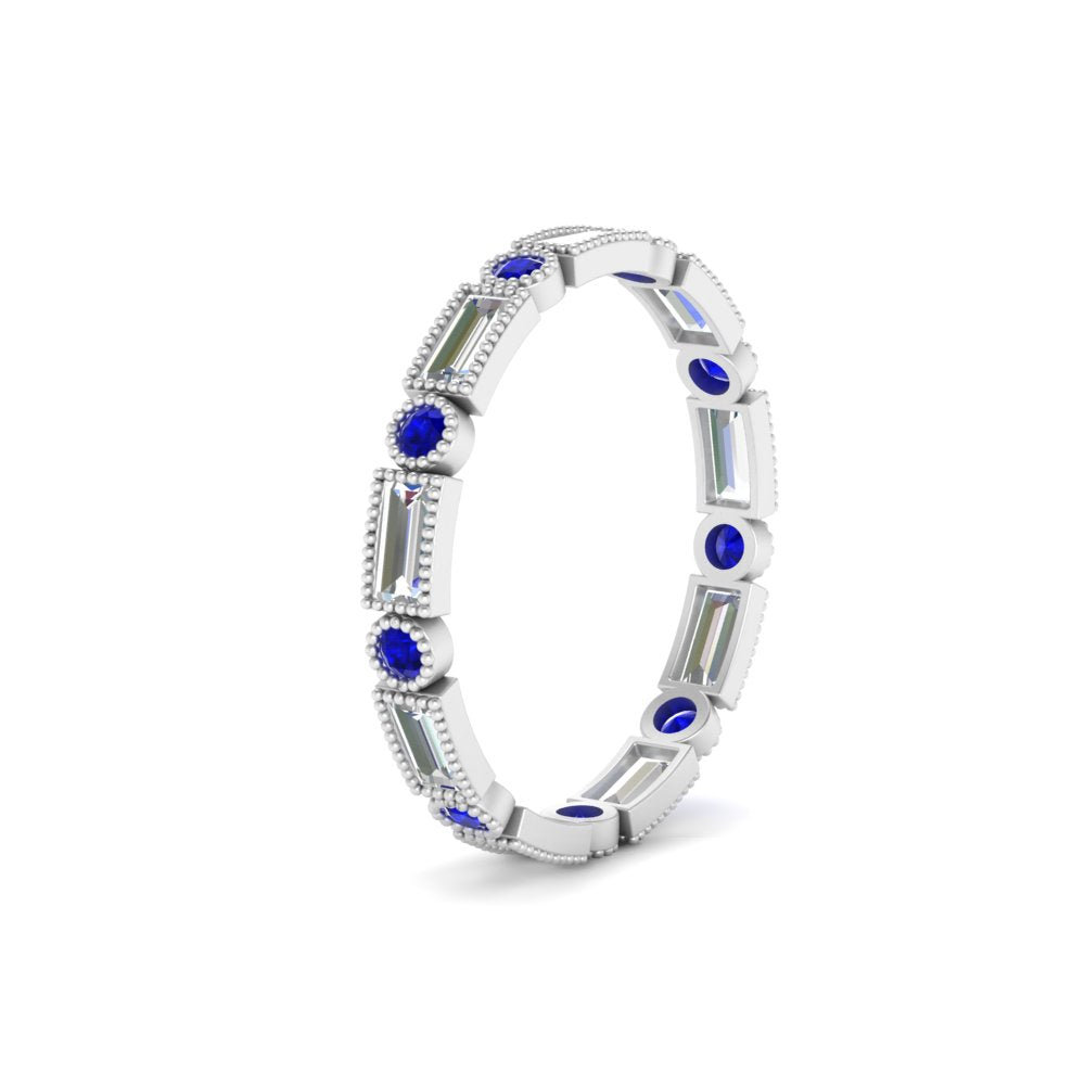 Baguette Round Bezel Eternity Band
