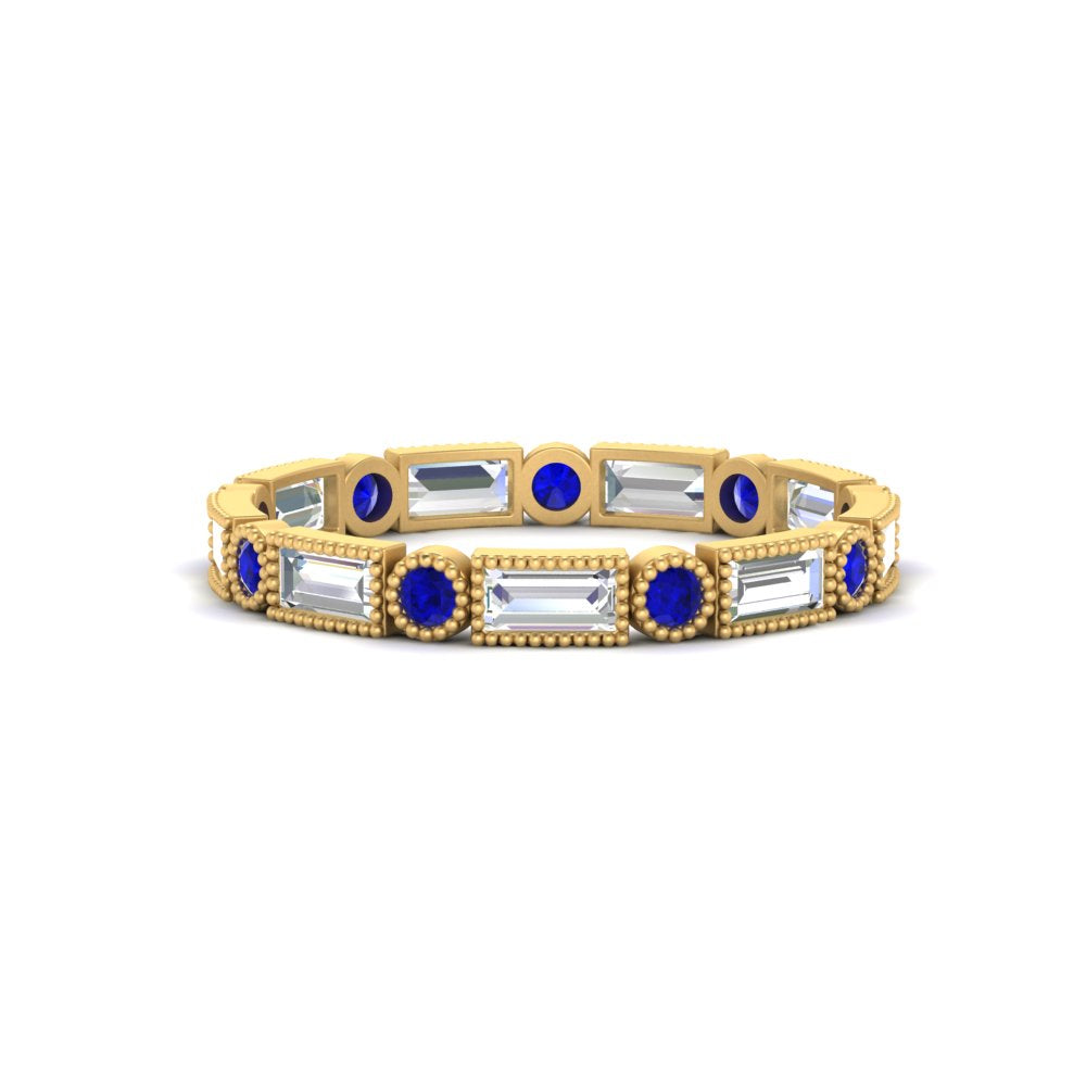 Baguette Round Bezel Eternity Band