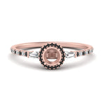 Load image into Gallery viewer, baguette-semi-mount-halo-accented-black-diamond-engagement-ring-in-rose-gold-FD10047SMRGBLACK-NL-RG