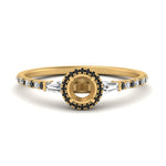 Load image into Gallery viewer, baguette-semi-mount-halo-accented-black-diamond-engagement-ring-in-yellow-gold-FD10047SMRGBLACK-NL-YG