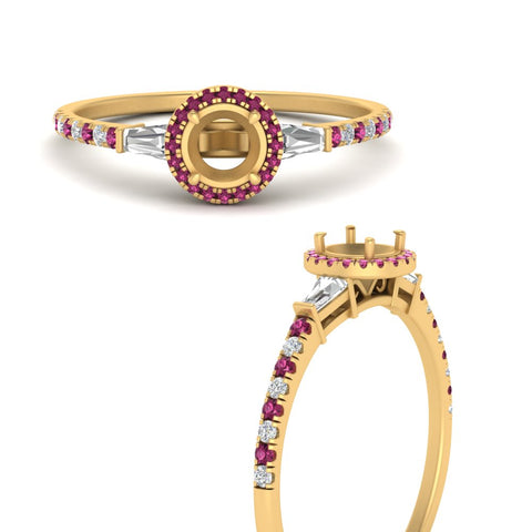 baguette-semi-mount-halo-accented-pink-sapphire-engagement-ring-in-yellow-gold-FD10047SMRGSADRPIANGLE3-NL-YG
