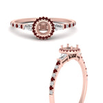 Load image into Gallery viewer, baguette-semi-mount-halo-accented-ruby-engagement-ring-in-rose-gold-FD10047SMRGRUDRANGLE3-NL-RG