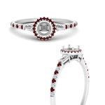 Load image into Gallery viewer, baguette-semi-mount-halo-accented-ruby-engagement-ring-in-white-gold-FD10047SMRGRUDRANGLE3-NL-WG
