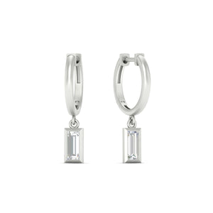 Bezel Drop Diamond Hoops Earring