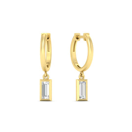 Bezel Drop Diamond Hoops Earring