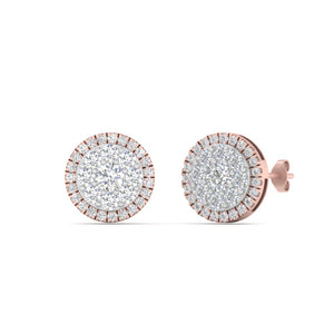 Beautiful 1 Carat Cluster Circle 2 Tone Halo Earrings