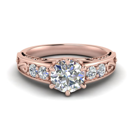 Beautiful Filigree 6 Prong Diamond Ring