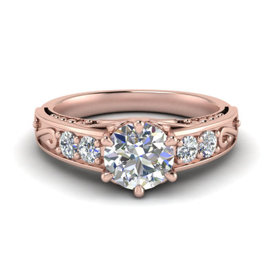 Beautiful Filigree 6 Prong Diamond Ring
