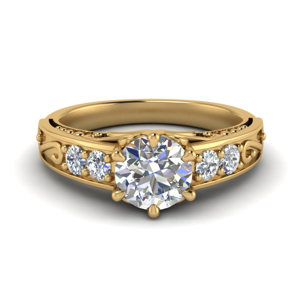 Beautiful Filigree 6 Prong Diamond Ring