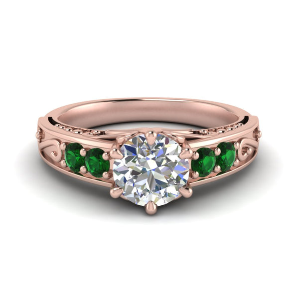 beautiful-filigree-6-prong-diamond-engagement-ring-with-emerald-in-rose-gold-FD9143RORGEMGR-NL-RG.jpg?v=1759925722