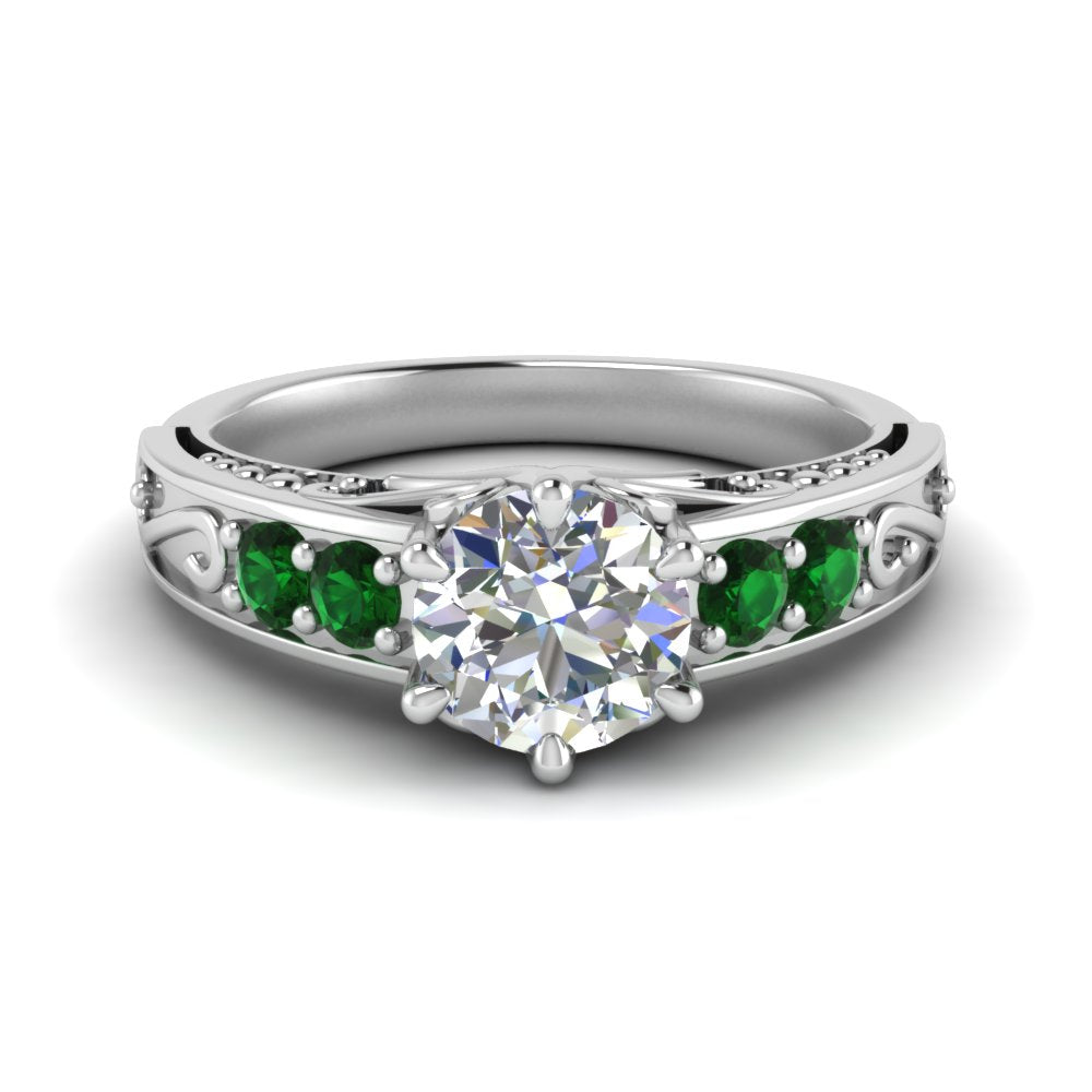 Beautiful Filigree 6 Prong Diamond Ring
