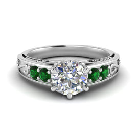 Beautiful Filigree 6 Prong Diamond Ring