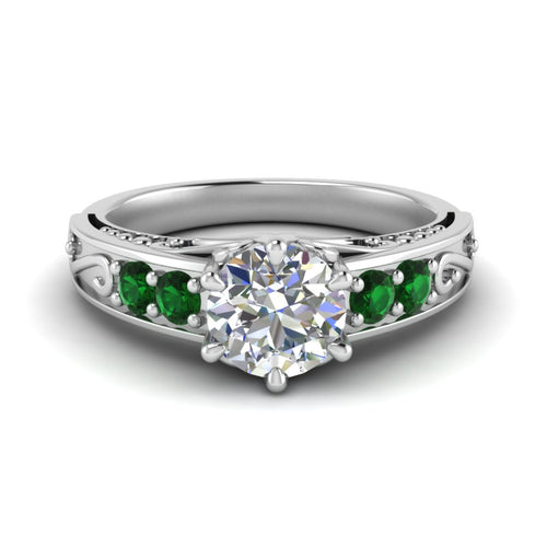 Beautiful Filigree 6 Prong Diamond Ring