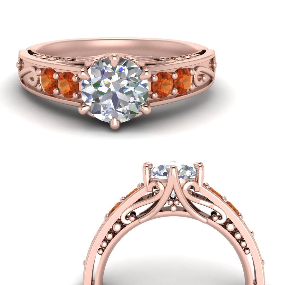 Beautiful Filigree 6 Prong Diamond Ring