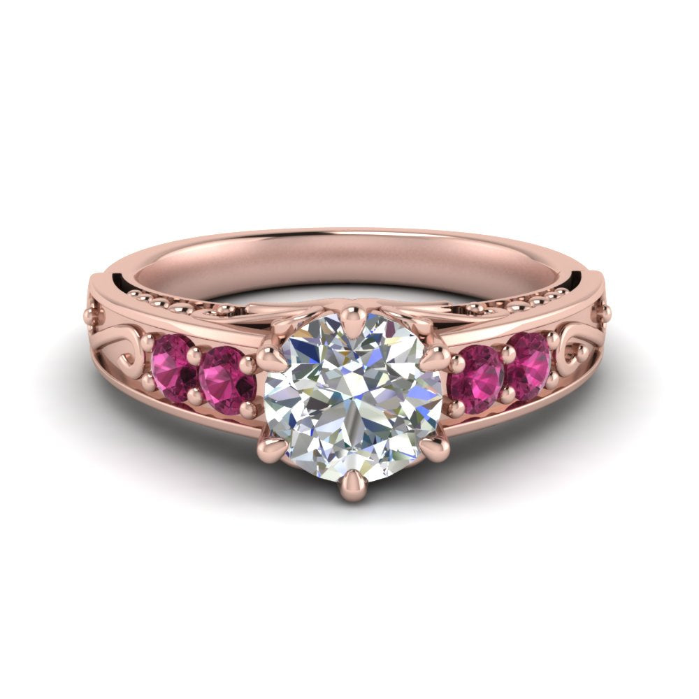 Beautiful Filigree 6 Prong Diamond Ring