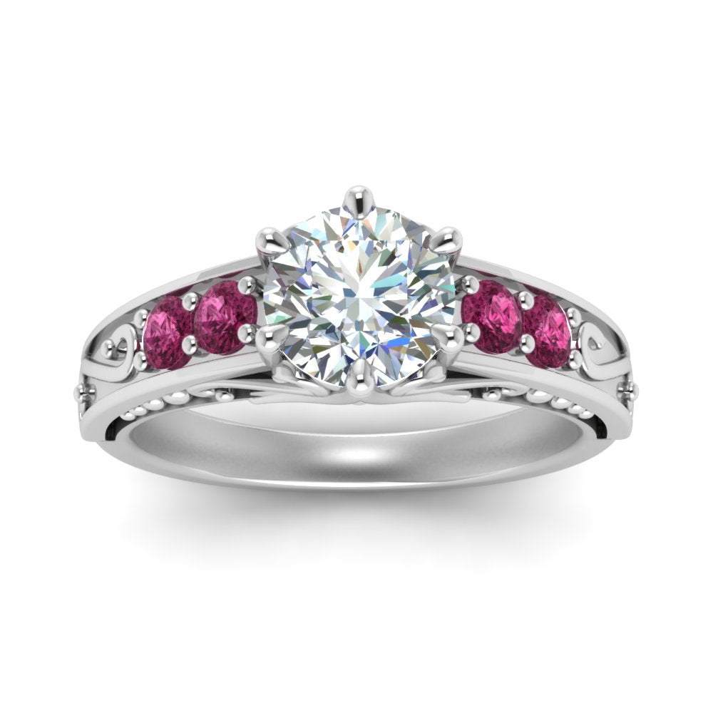 Beautiful Filigree 6 Prong Diamond Ring