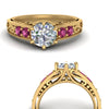 Load image into Gallery viewer, beautiful-filigree-6-prong-diamond-engagement-ring-with-pink-sapphire-in-yellow-gold-FD9143RORGSADRPIANGLE3-NL-YG.jpg?v=1759984480