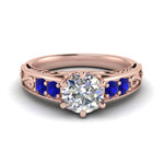 Load image into Gallery viewer, Round Cut Filigree 6 Prong Engagement Ring
