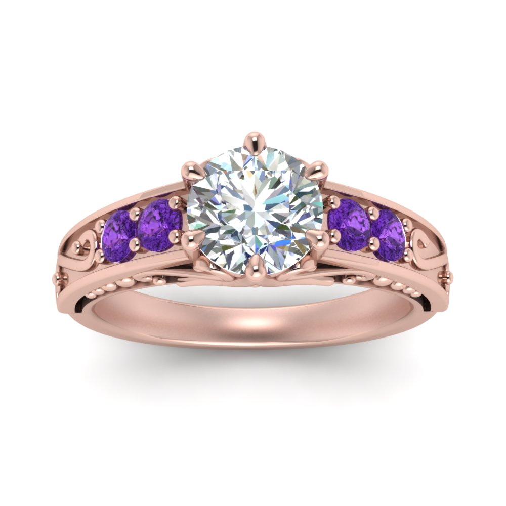 Beautiful Filigree 6 Prong Diamond Ring