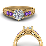 Load image into Gallery viewer, Round Cut Filigree 6 Prong Engagement Ring
