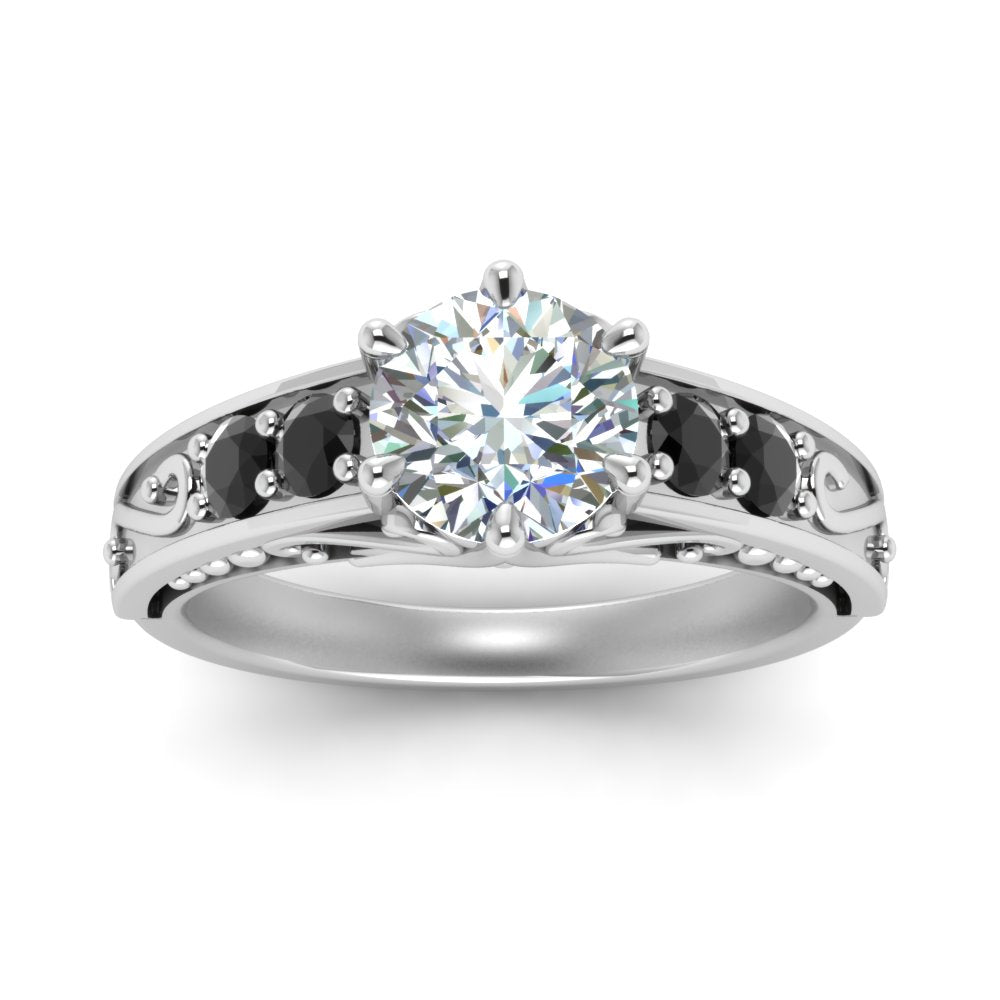 Beautiful Filigree 6 Prong Diamond Ring