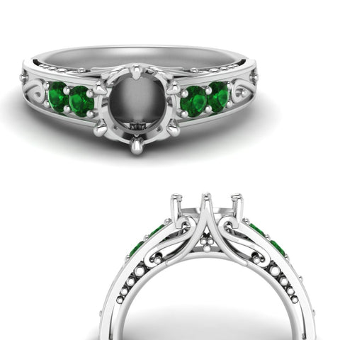beautiful-filigree-6-prong-semi-mount-diamond-engagement-ring-with-emerald-in-white-gold-FD9143SMRGEMGRANGLE3-NL-WG.jpg?v=1749625337