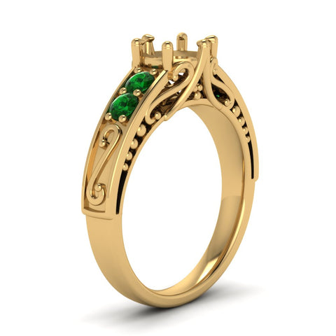 beautiful-filigree-6-prong-semi-mount-diamond-engagement-ring-with-emerald-in-yellow-gold-FD9143SMRGEMGRANGLE2-NL-YG.jpg?v=1749625338