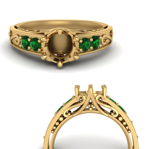 beautiful-filigree-6-prong-semi-mount-diamond-engagement-ring-with-emerald-in-yellow-gold-FD9143SMRGEMGRANGLE3-NL-YG.jpg?v=1749625338