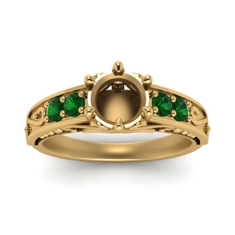 beautiful-filigree-6-prong-semi-mount-diamond-engagement-ring-with-emerald-in-yellow-gold-FD9143SMRGEMGRANGLE5-NL-YG.jpg?v=1749625337