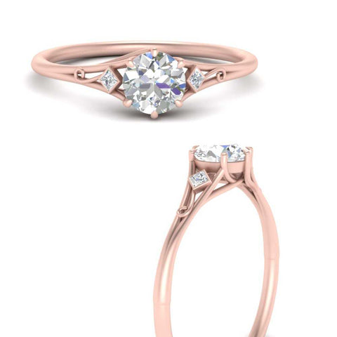 Round Cut Three Stone Engagement Ring